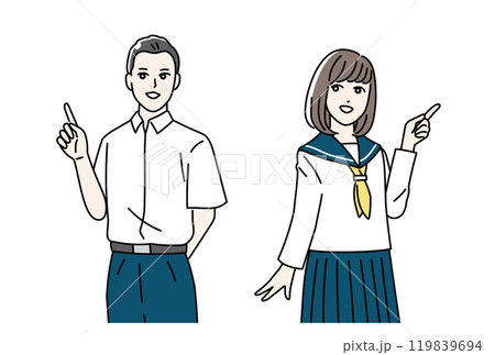 制服を着て案内をする学生のイラスト 制服を着て案内をする学生のイラスト 119839694
