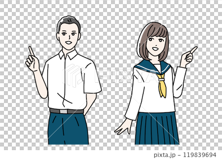 制服を着て案内をする学生のイラスト 制服を着て案内をする学生のイラスト 119839694
