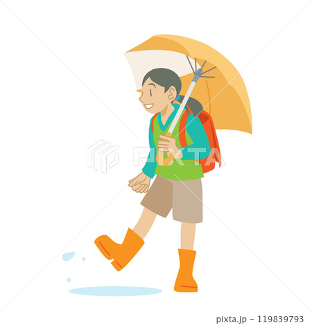 傘をさして通学する女の子 119839793