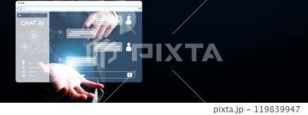 Human interact with AI artificial intelligence virtual assistant EIDE Human interact with AI artificial intelligence virtual assistant EIDE 119839947