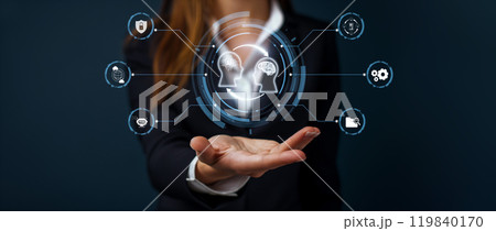 Human interact with AI artificial intelligence brain process generative AI FaaS Human interact with AI artificial intelligence brain process generative AI FaaS 119840170