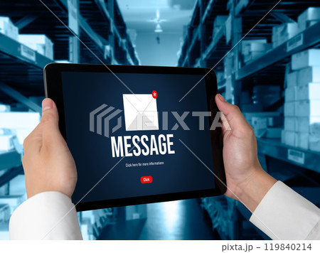 Email notification message showing on computer screen snugly 119840214