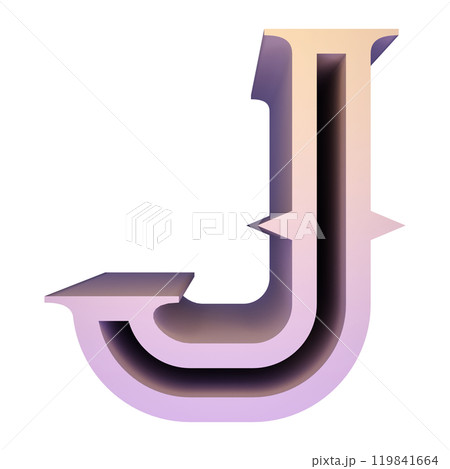 3D rendered illustration. Decorative letter. Custom art font. 119841664