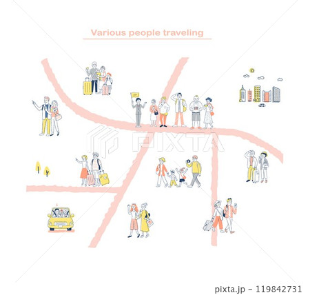 道を歩いているさまざまな人々　旅行4 119842731