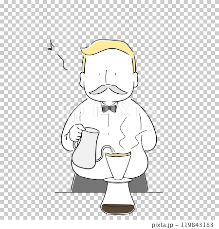 咖啡人沖泡美味的咖啡 119843183