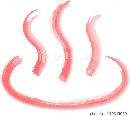 水彩の温泉マーク赤 119843680