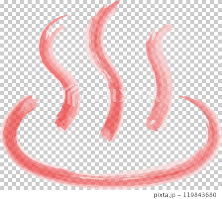 水彩の温泉マーク赤 119843680