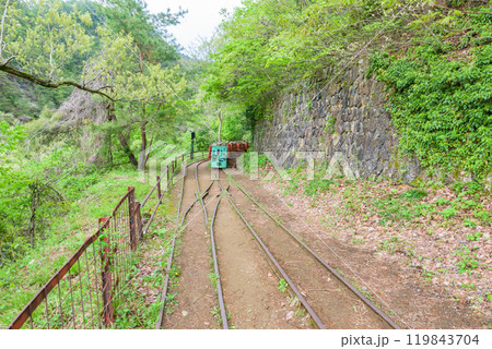 世界遺産「佐渡島(さど)の金山」 トロッコ軌道跡 重文景「佐渡相川の鉱山及び鉱山町の文化的景観」 世界遺産「佐渡島(さど)の金山」 トロッコ軌道跡 重文景「佐渡相川の鉱山及び鉱山町の文化的景観」 119843704