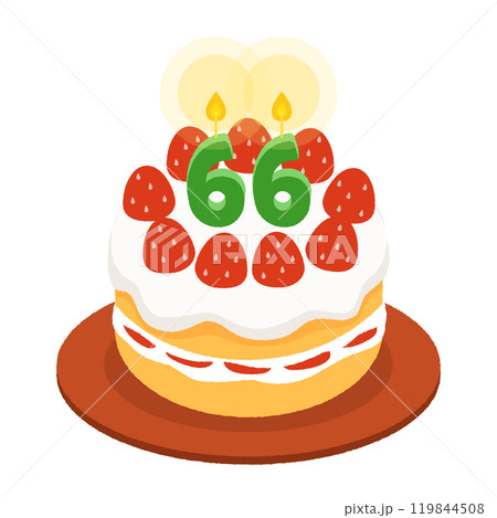 緑寿のお祝いケーキ、66の記念のお祝いケーキ 119844508