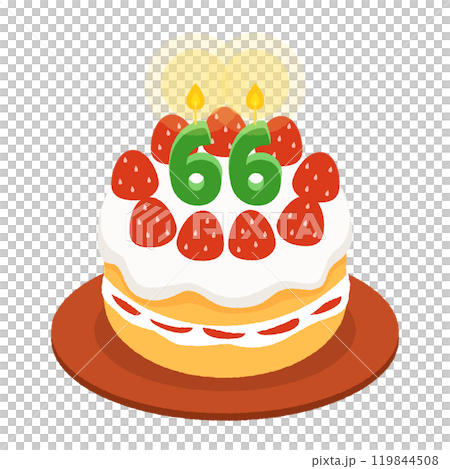 緑寿のお祝いケーキ、66の記念のお祝いケーキ 119844508