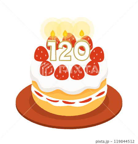 大還暦のお祝いケーキ、120の記念のお祝いケーキ 119844512