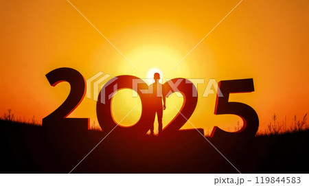 2025. Male Figure Against Sunset Welcoming 2025 Year. New Start Festivities Achievement Joyful Moment Anticipation Bright Future Planning Time Progress Celebration Event Horizon Aspiration Success 2025. Male Figure Against Sunset Welcoming 2025 Year. New Start Festivities Achievement Joyful Moment Anticipation Bright Future Planning Time Progress Celebration Event Horizon Aspiration Success 119844583