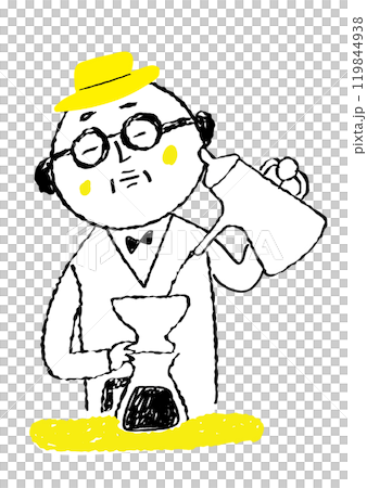 コーヒーを注ぐおじさん 119844938