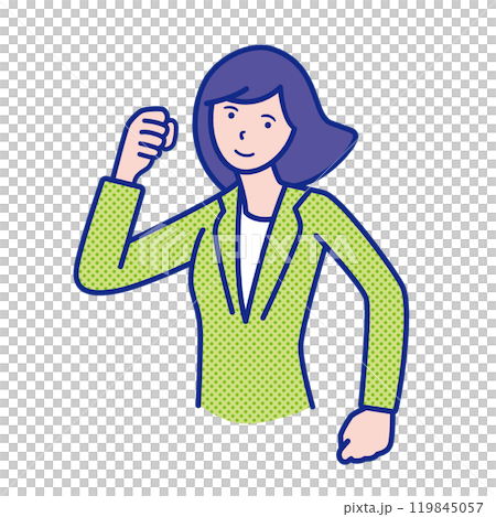 Illustration of a woman's upper body doing a fist pump Illustration of a woman's upper body doing a fist pump 119845057