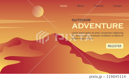 Time to travel desert landing page template. Tourism and outdoor recreation Time to travel desert landing page template. Tourism and outdoor recreation 119845114