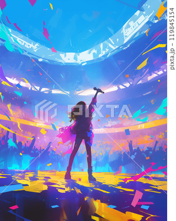 歓声に包まれたステージで輝くアイドル 歓声に包まれたステージで輝くアイドル 119845154