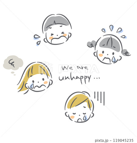 泣く子供たち カラフルでかわいい手描きイラスト 泣く子供たち カラフルでかわいい手描きイラスト 119845235