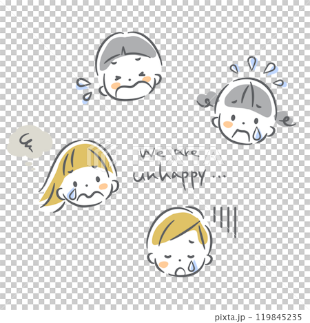 Crying children - colorful and cute hand-drawn illustrations Crying children - colorful and cute hand-drawn illustrations 119845235