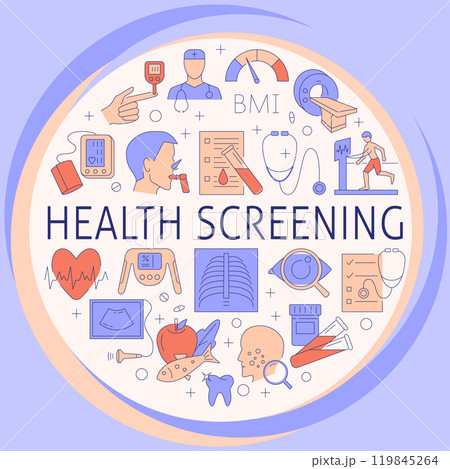 Health screening and diagnostics round poster 119845264