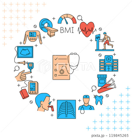 Medical checkup program round poster Medical checkup program round poster 119845265