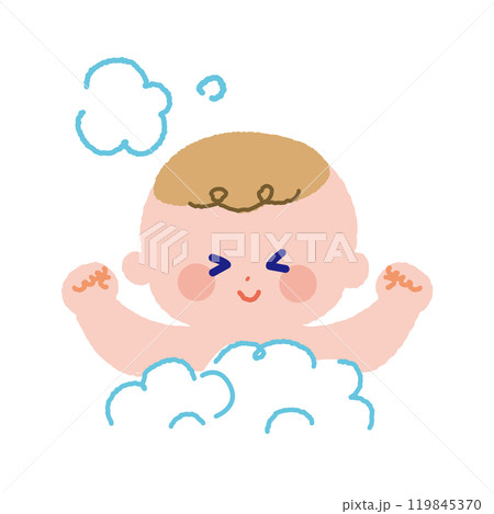 お風呂で洗われる赤ちゃん線なし お風呂で洗われる赤ちゃん線なし 119845370