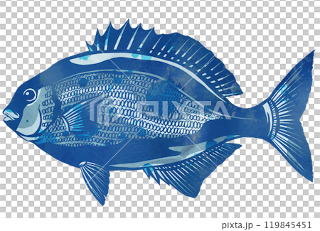 うんこ垂れの汚名がつく海水魚イスズミの切り絵イラスト うんこ垂れの汚名がつく海水魚イスズミの切り絵イラスト 119845451