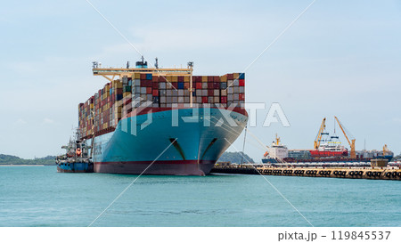 コンテナを満載したコンテナ船 119845537