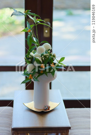 新春の雅 - 白菊が織りなす生け花 119846169