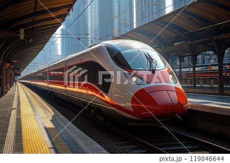 Modern high-speed train standing at station platform in genoa 119846644