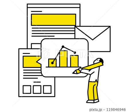 ライターやマーケティング、データサイエンティストのイメージイラスト 119846946