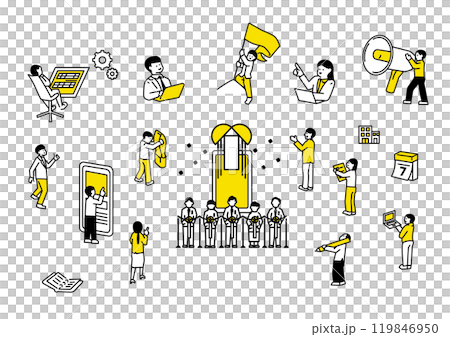 サービスをリリースするイメージイラスト セット サービスをリリースするイメージイラスト セット 119846950