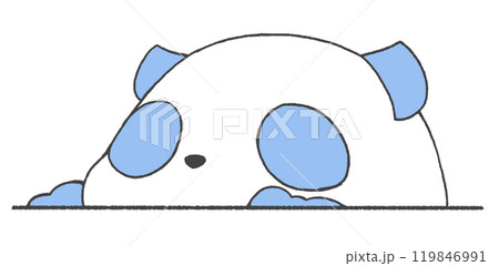 控えめにひょっこり顔を出すパンダ(青色) 119846991