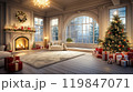 Decorated Christmas tree with Christmas gifts in the living  AI-generation item room 119847071