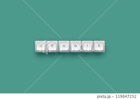Devote text on a 3d keyboard button with shadow concept series Devote text on a 3d keyboard button with shadow concept series 119847252