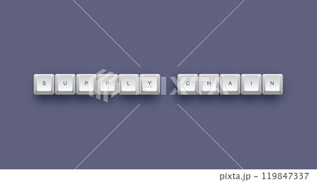 Supply chain text on a 3d keyboard button with shadow concept series  119847337