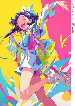 カラフルなパフォーマンスで夢と元気を届けるアイドル 119847374