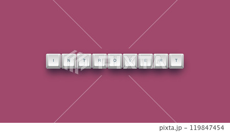 Introvert text on a 3d keyboard button with shadow concept series 119847454