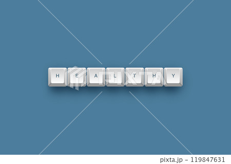 Healthy text on a 3d keyboard button with shadow concept series Healthy text on a 3d keyboard button with shadow concept series 119847631