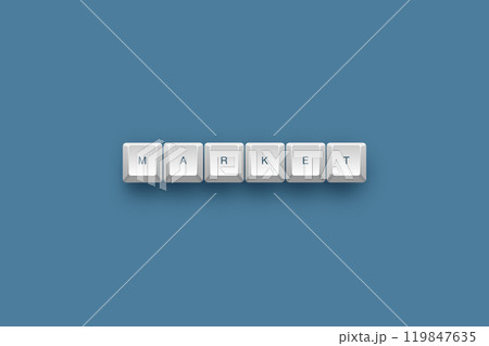 Market text on a 3d keyboard button with shadow concept series 119847635