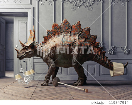 A dinosaur in a vintage-style room, 119847914