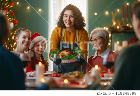 family celebrating Christmas 119848599