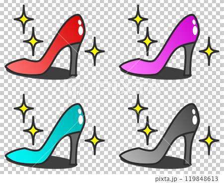 閃亮時尚女式高跟鞋的顏色樣本 119848613