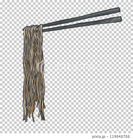 手寫毛筆畫風格插圖的超細直麵條舉起筷子 119848788