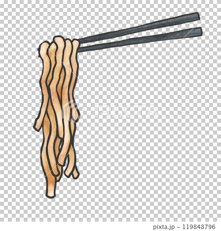 筷子舉起的特粗直面手寫筆畫風格插畫 筷子舉起的特粗直面手寫筆畫風格插畫 119848796