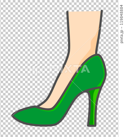 Illustration of a woman's ankle wearing stylish high heels 119848884
