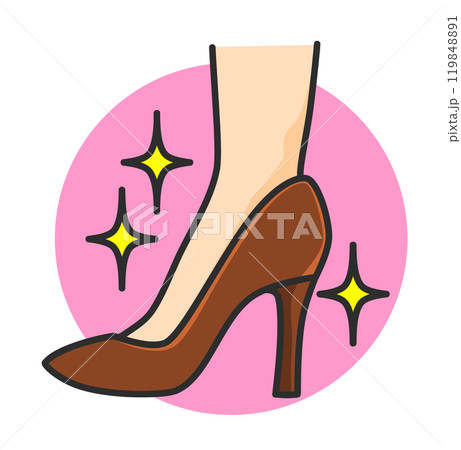 お洒落なハイヒールを履いた女性の足首イラスト 119848891