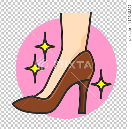 お洒落なハイヒールを履いた女性の足首イラスト 119848891
