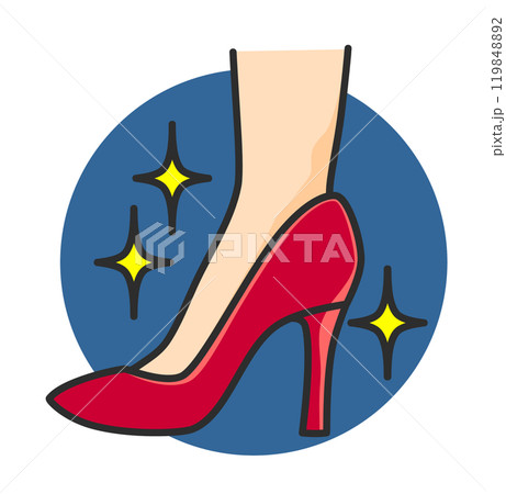 お洒落なハイヒールを履いた女性の足首イラスト お洒落なハイヒールを履いた女性の足首イラスト 119848892