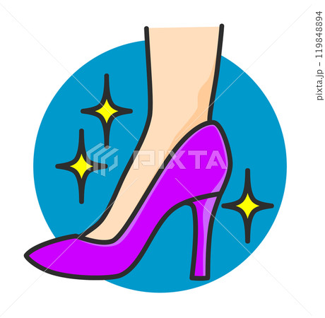 お洒落なハイヒールを履いた女性の足首イラスト 119848894