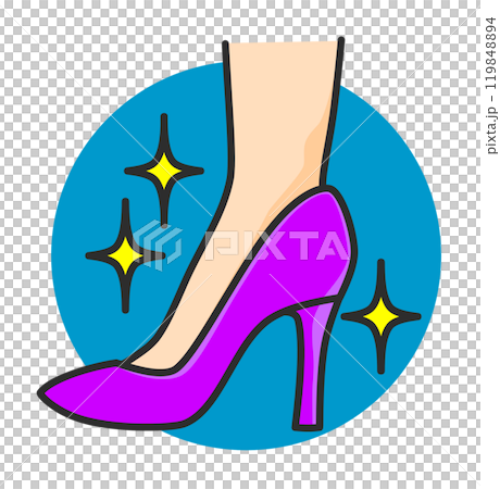お洒落なハイヒールを履いた女性の足首イラスト 119848894